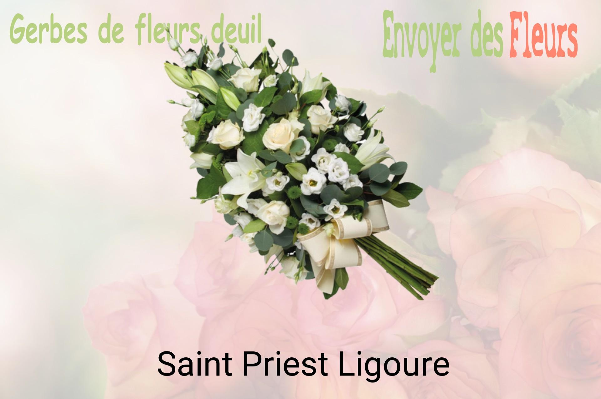 Gerbe de fleurs de deuil livrée à Saint-Priest-Ligoure